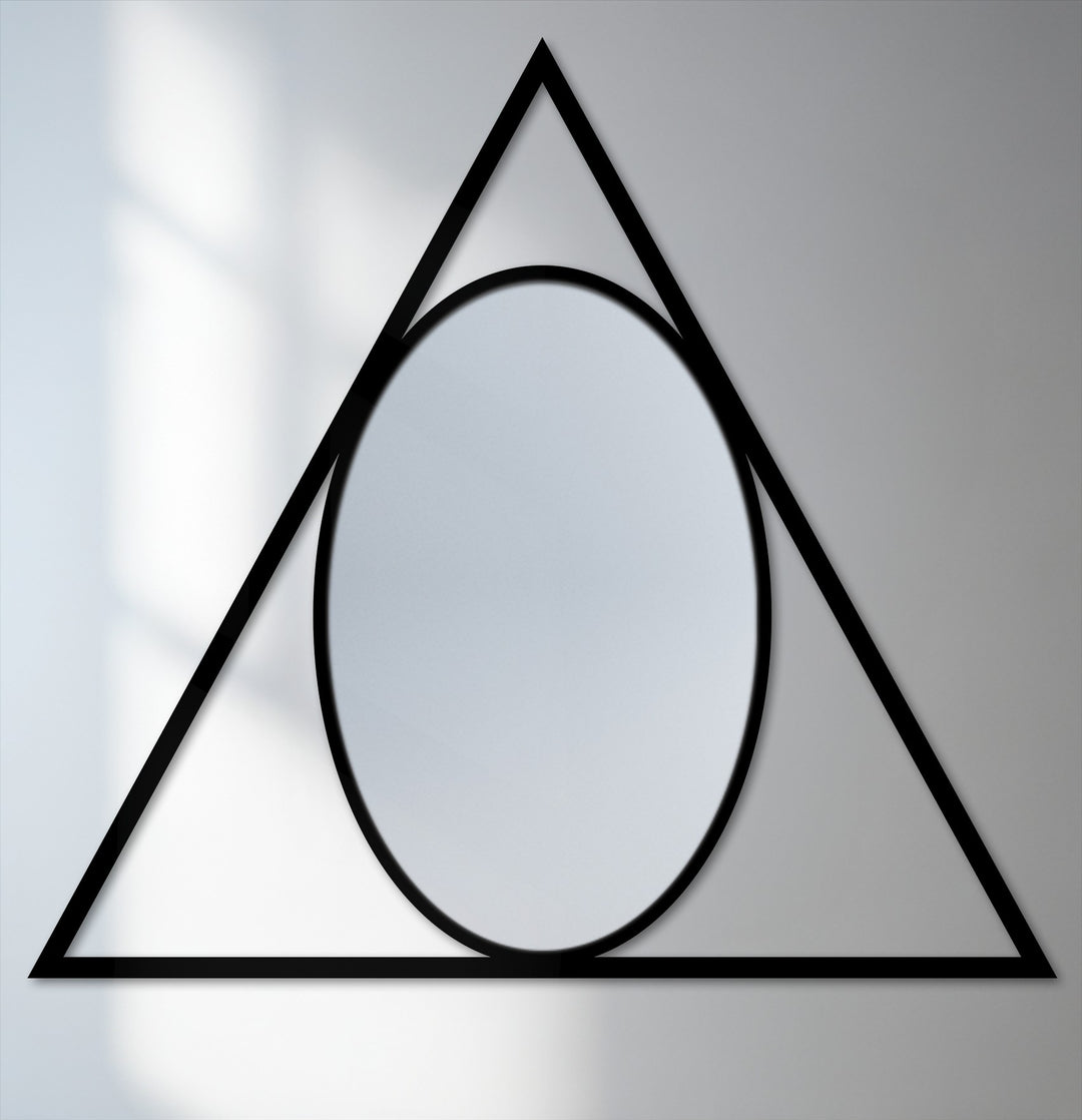 Triangle frame oval wall mirror