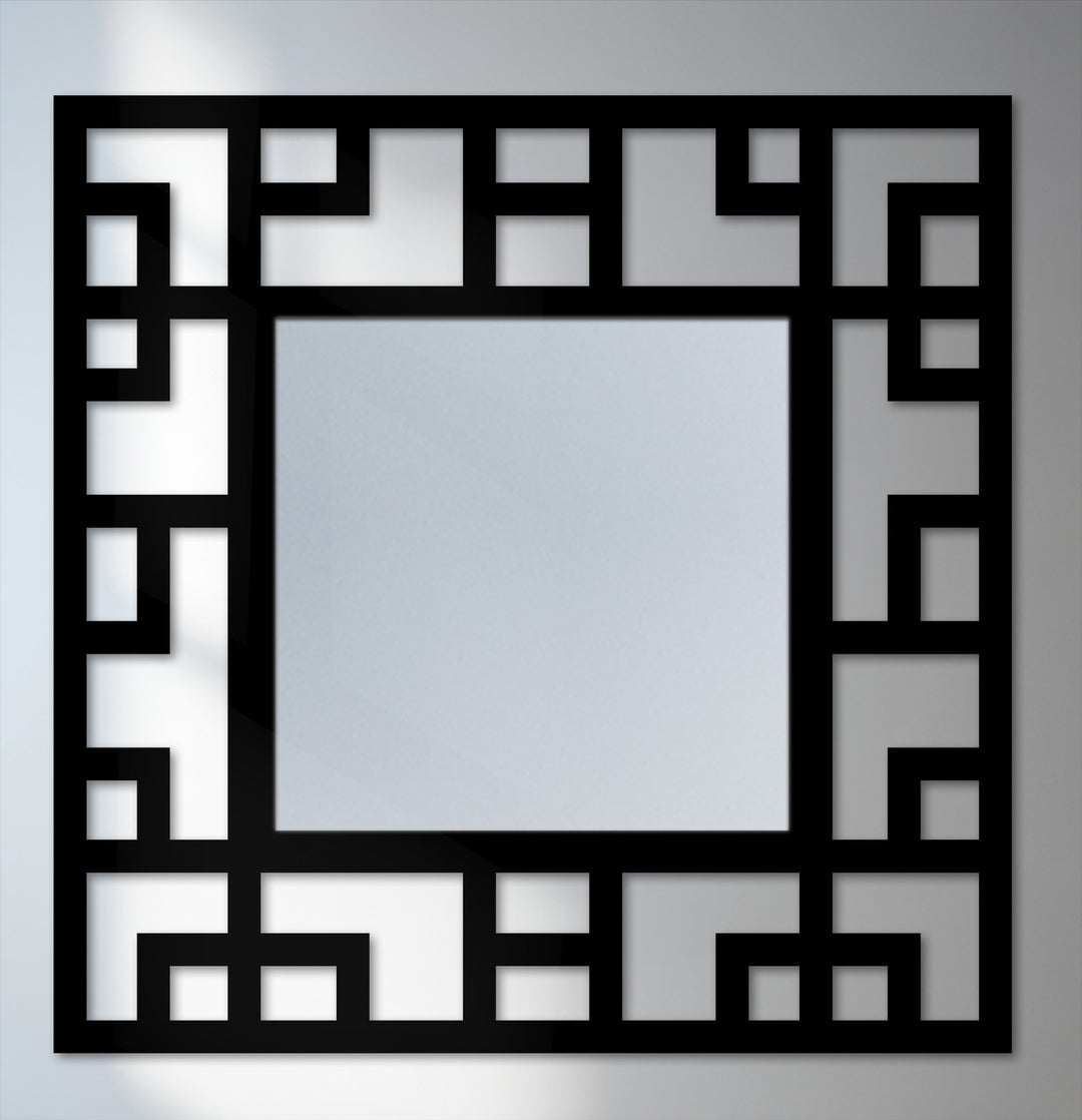 Greek key metal wall mirror