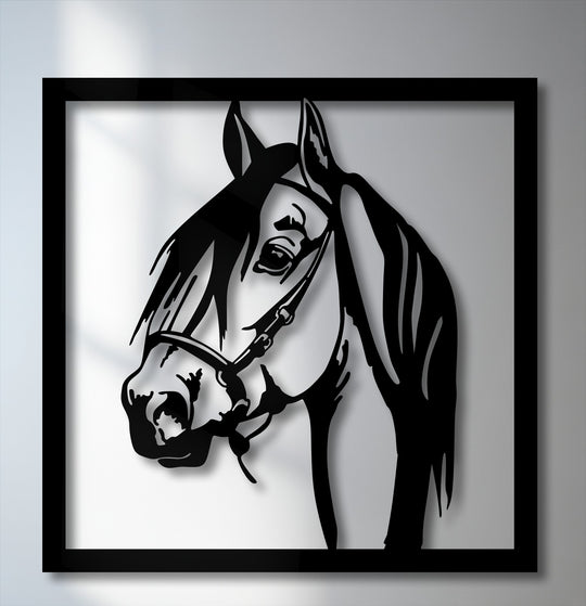 The sleek, smooth surface texture of this black modern horse metal art for wall beautifully accentuates the graceful stallion portrait design.