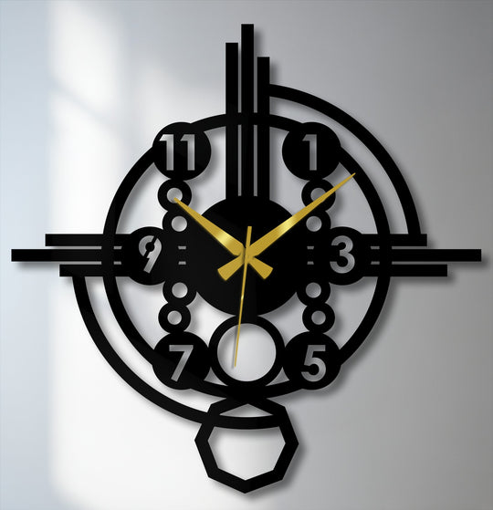 Highlighting the organic forms, this industrial metal wall clock features a modern gear style, offering unique metal wall art with numbers encircled by flowing, circular shapes.