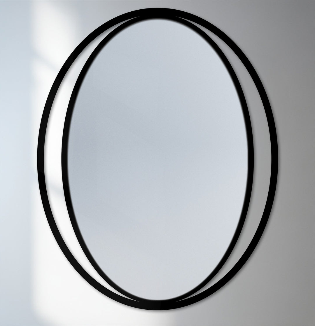 Double frame oval wall mirror