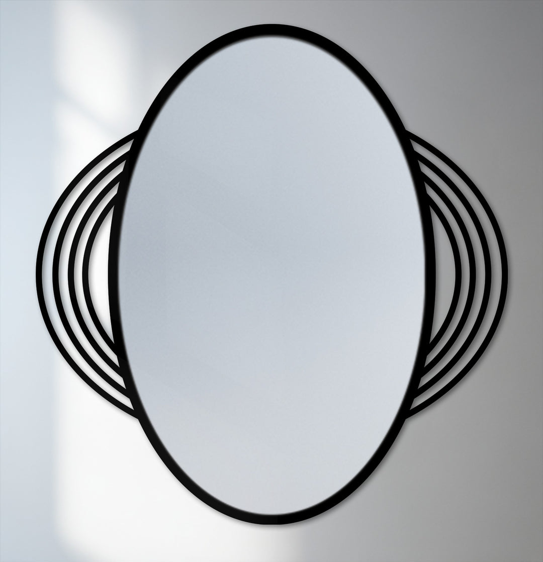 Orbit line oval metal wall mirror