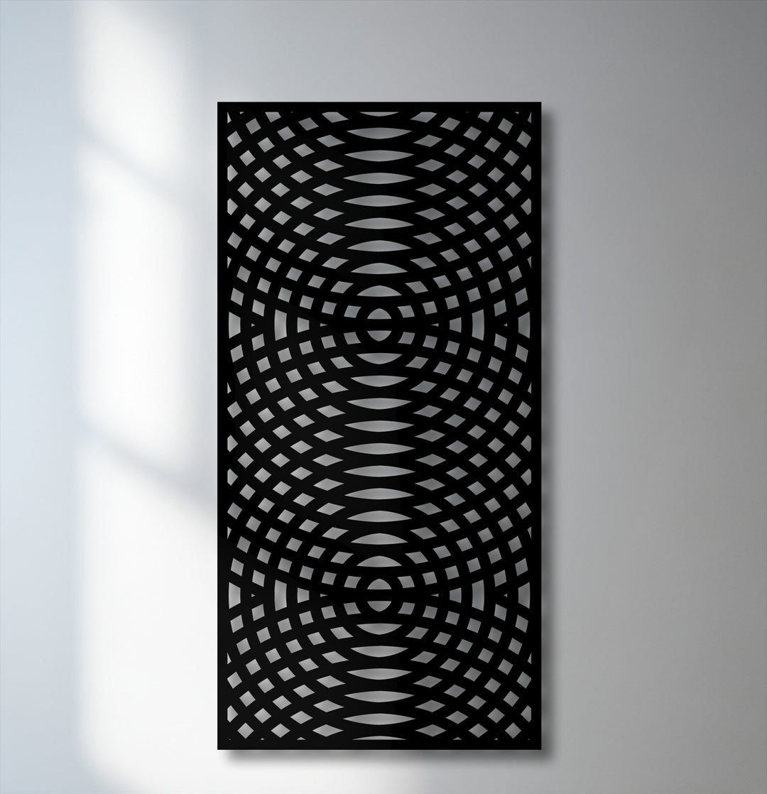 Optical Wave Grid – Abstract Geometric Metal Wall Art
