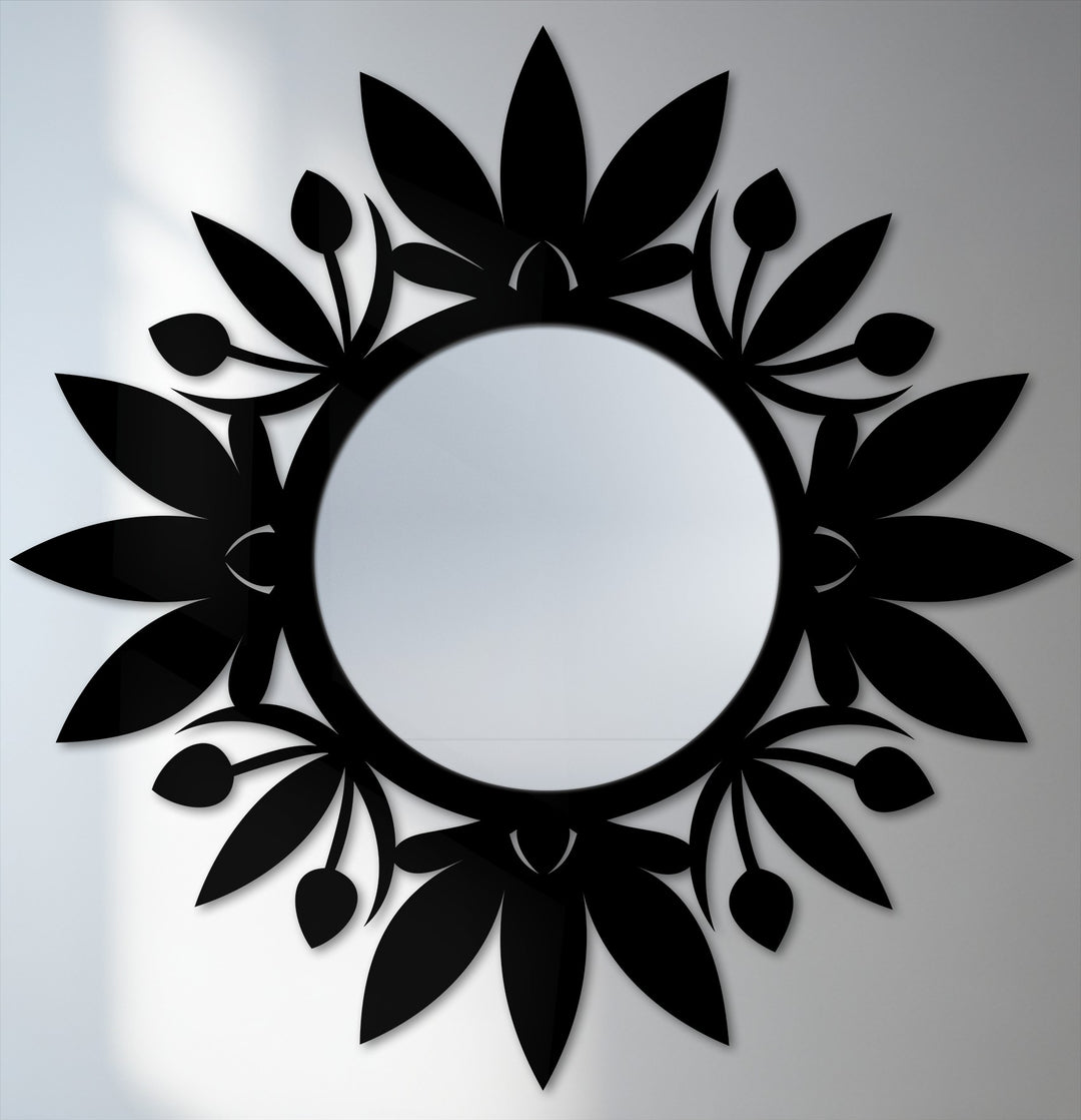 Floral halo round wall mirror decor