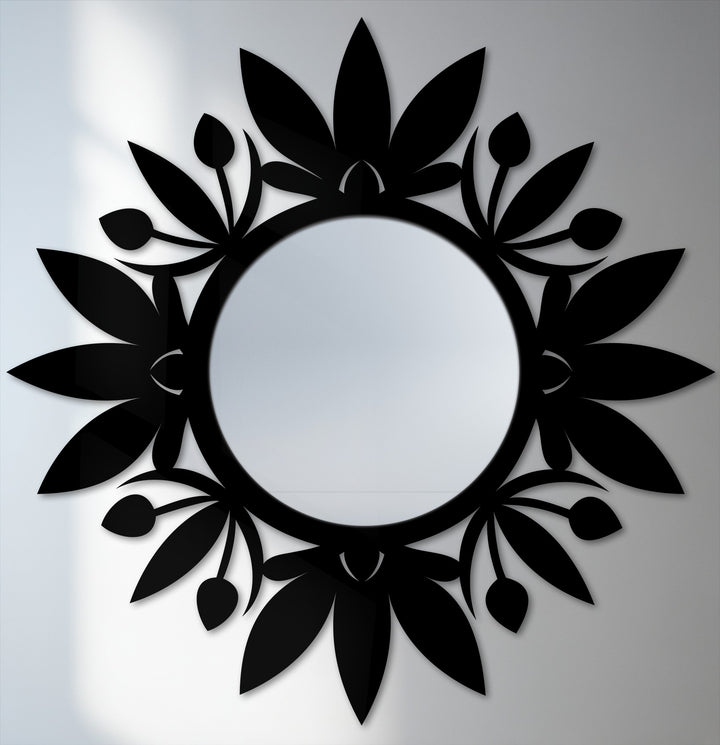Floral halo round wall mirror decor
