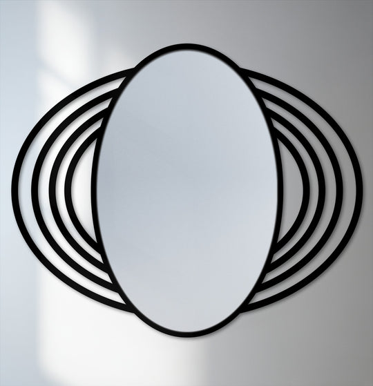 Cosmic waves oval metal wall mirror