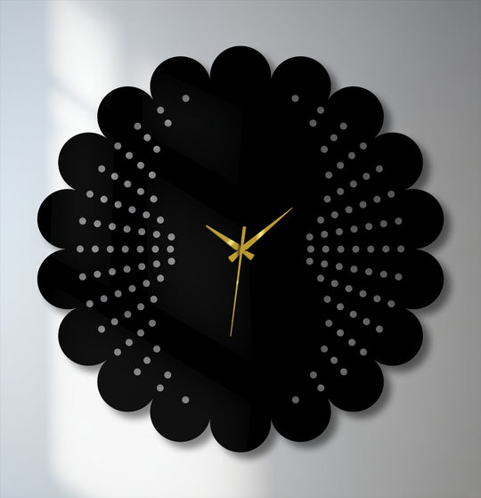 Durable metal construction ensures this modern scalloped dot pattern metal wall clock serves as a long-lasting piece of home decor.