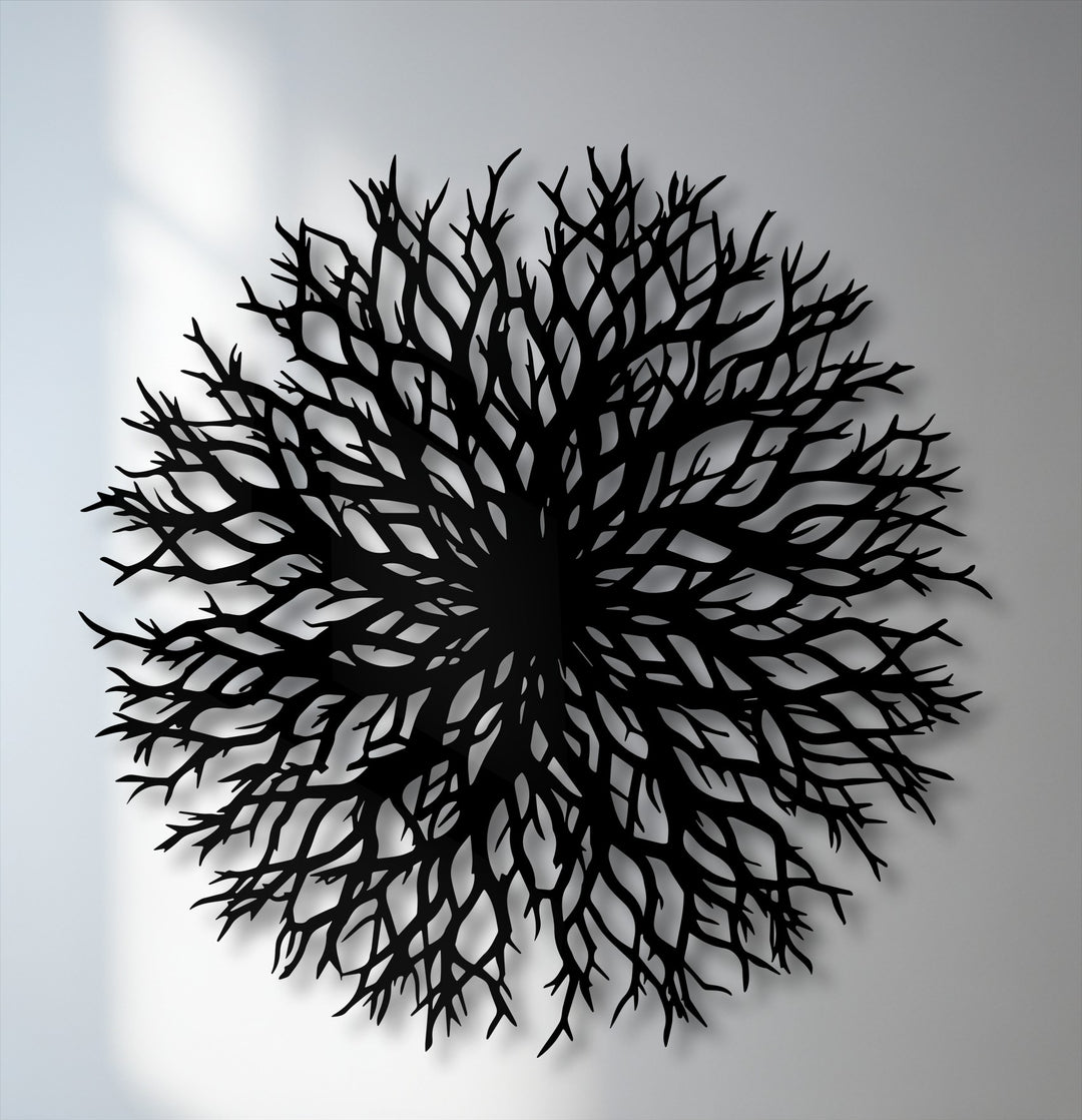 Abstract Branch Burst Metal Wall Art – Organic Radial Design Decor