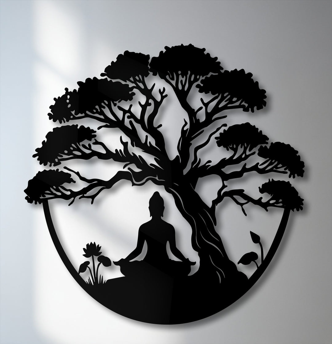 Meditation Tree Metal Wall Art – Zen Yoga Decor