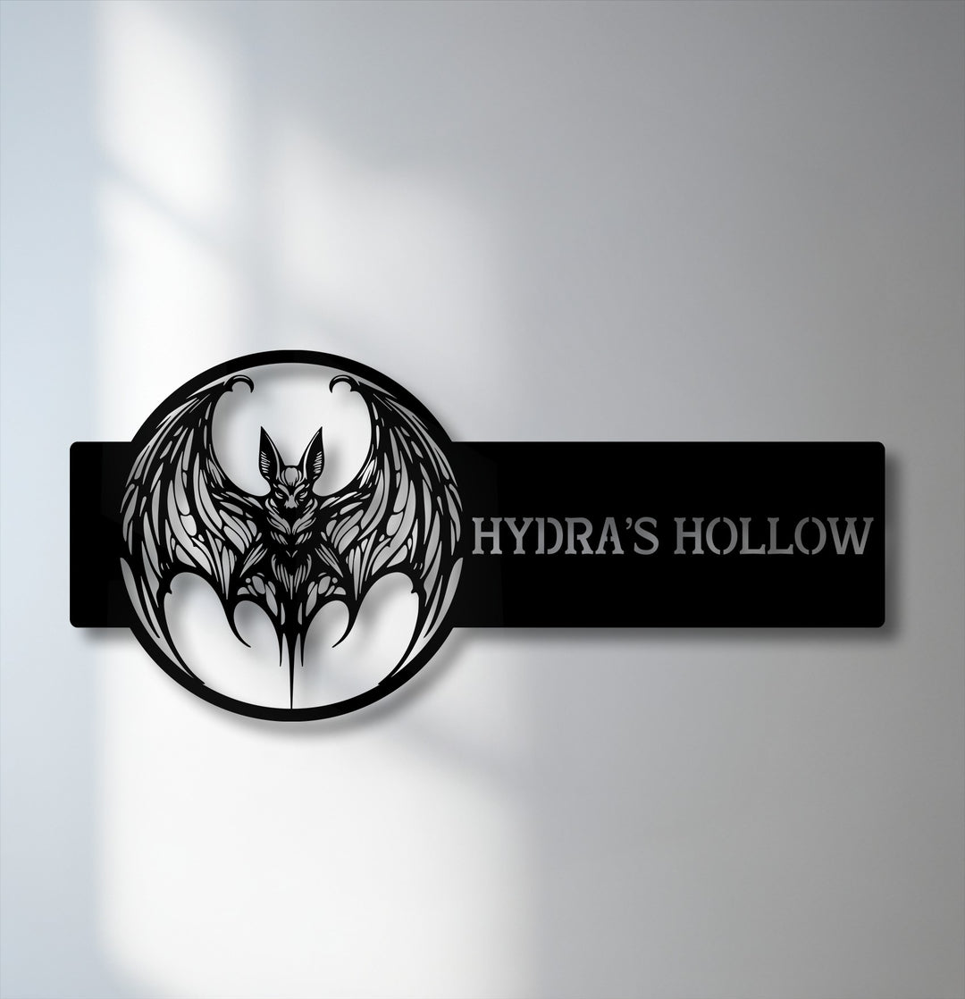 Personalized Bat Metal Wall Art – Custom Gothic Name Sign