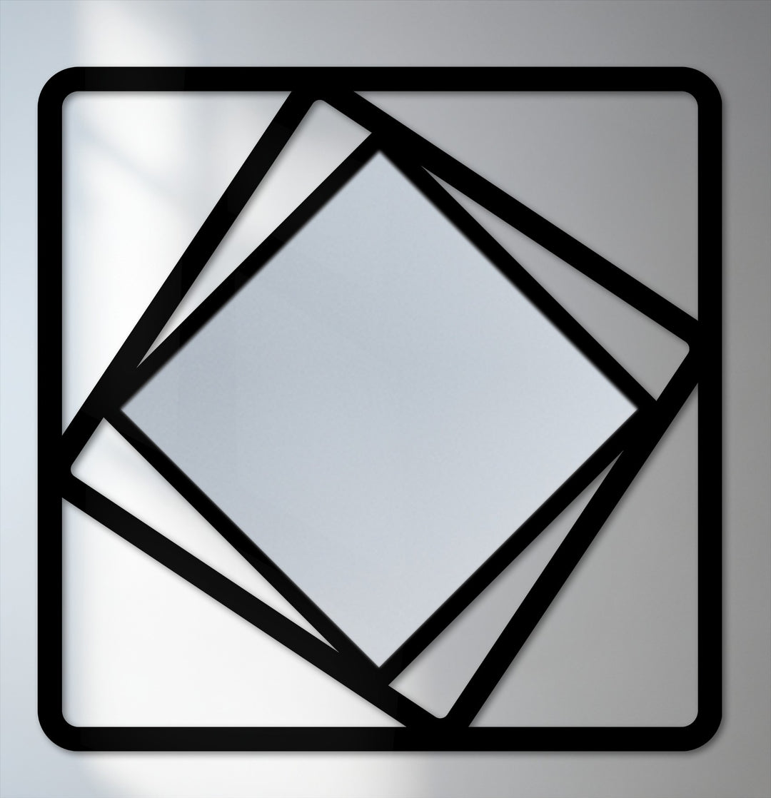 Rotated square metal wall mirror