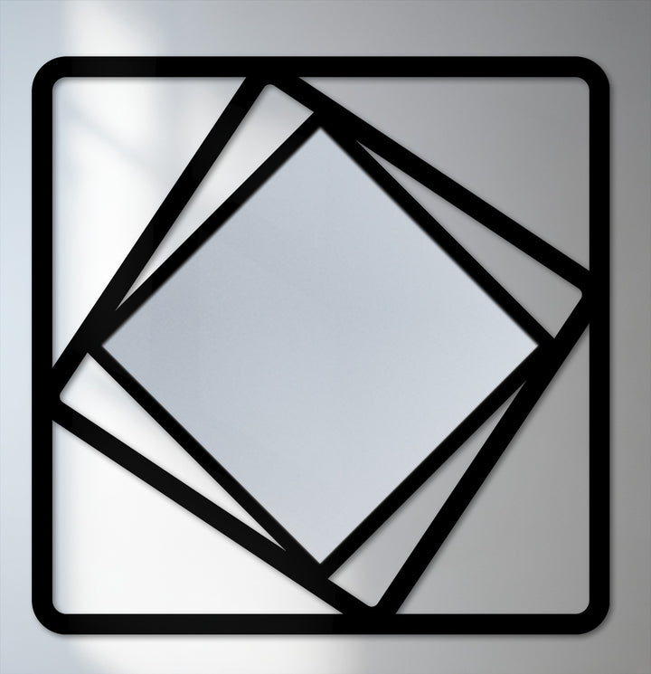 Rotated square metal wall mirror