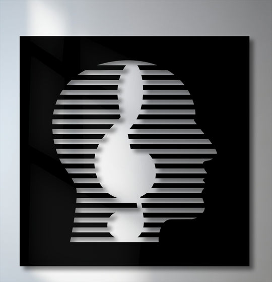 The crisp edge and subtle shadowed border of this abstract face metal decoration wall art showcase its modern minimal line portrait design.