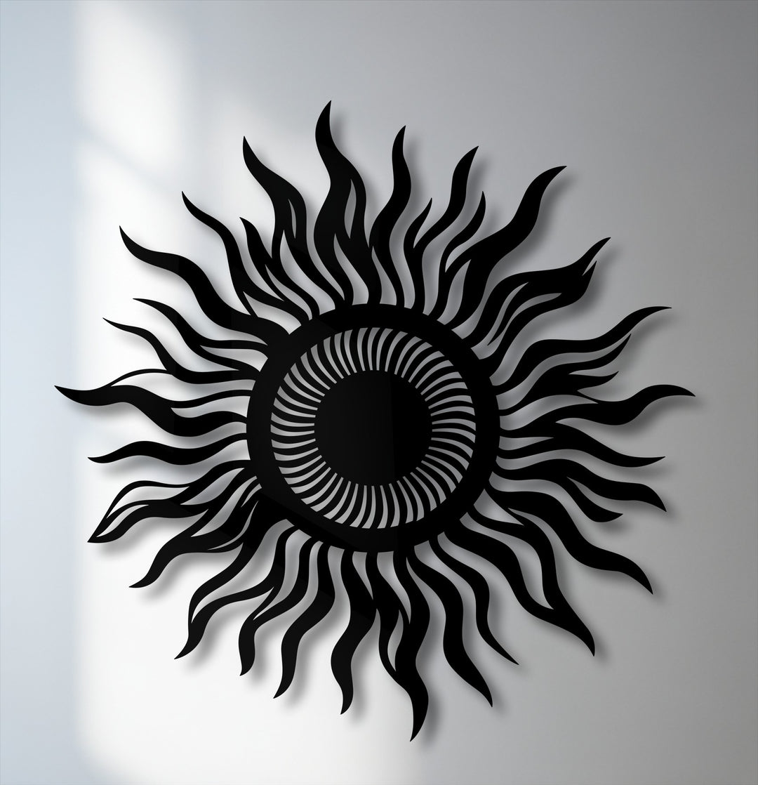 Abstract Sun Metal Wall Art – Modern Celestial Wall Decor