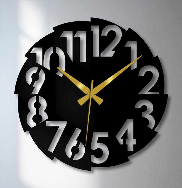 Against the neutral background, a modern split number metal wall clock becomes a striking piece of home decor with its decorative style.