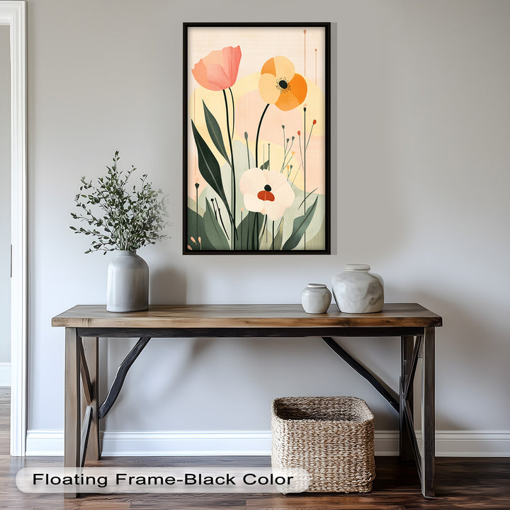 Sonnengeküsstes Trio – Minimalistisches florales Ölgemälde