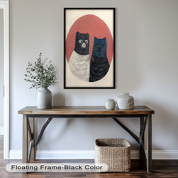 Masked Companions – Contemporary Cat Oil Painting