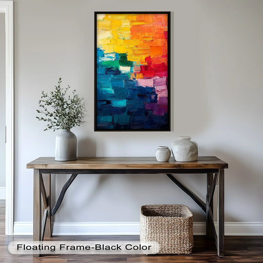 Chromatic Collision – Bold Rainbow Abstract Oil Painting - MyPhotoStation