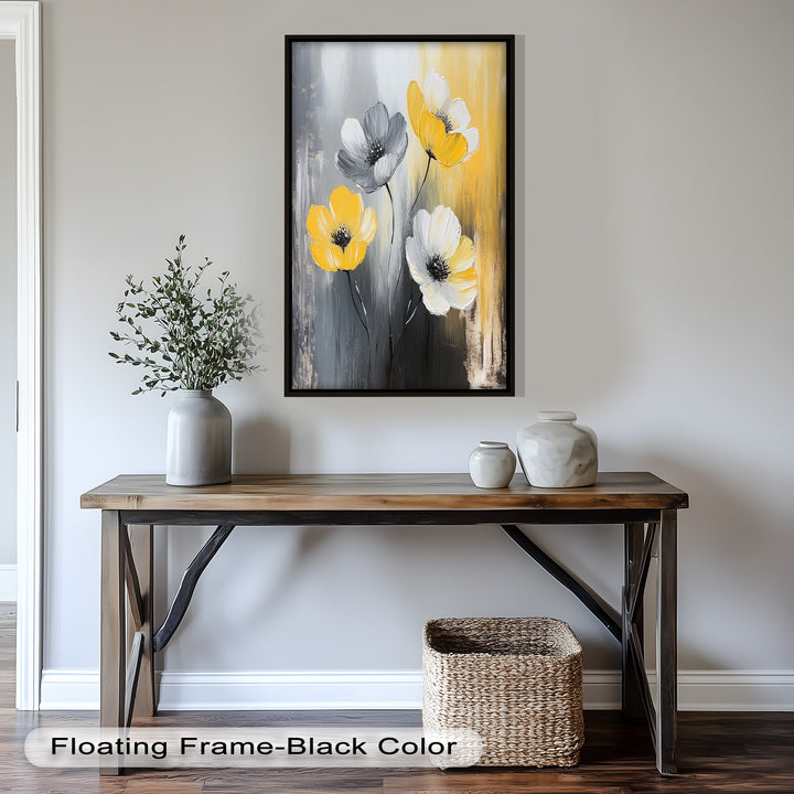 Golden Harmony – Yellow and White Floral Oil Painting