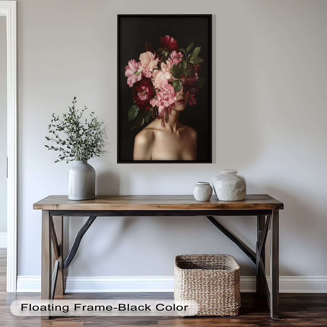 Blossom Veil – Romantic Floral Portrait Oil Painting