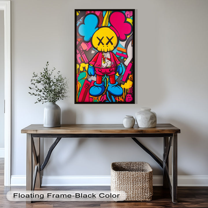 Neon Rebellion – KAWS Graffiti Ölgemälde