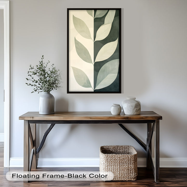 Minimalist Leaf  – Monochrome Botanical Oil Painting