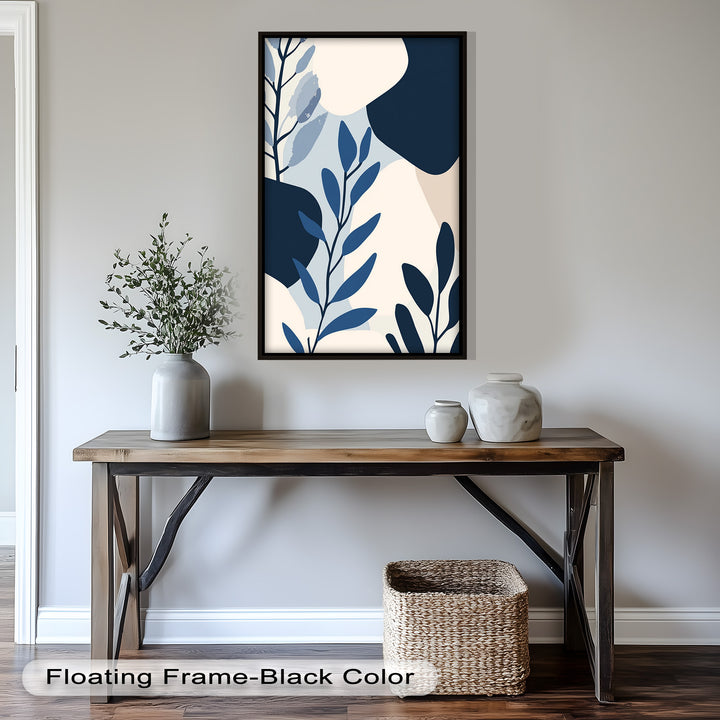 Indigo Serenity – Minimalist Botanical Oil Painting