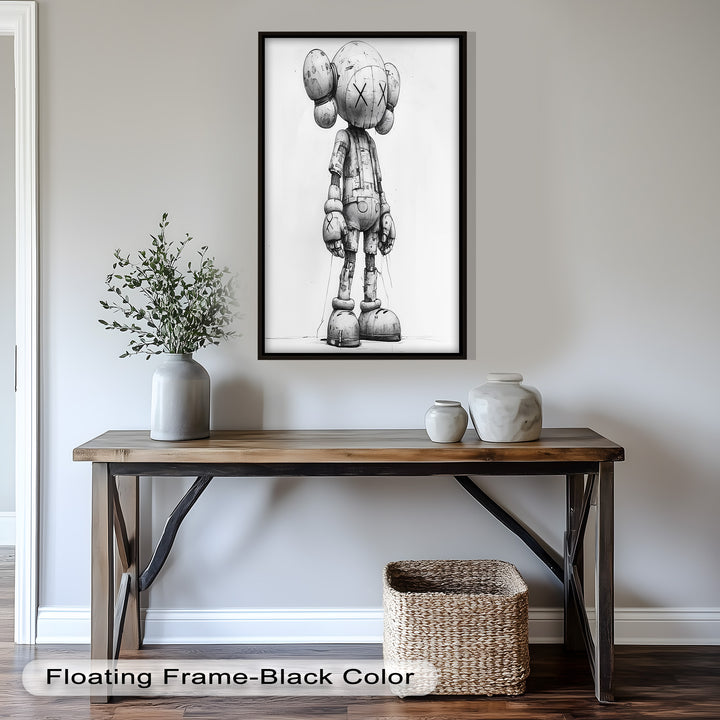 Timber Companion – Monochrome KAWS Oil Painting