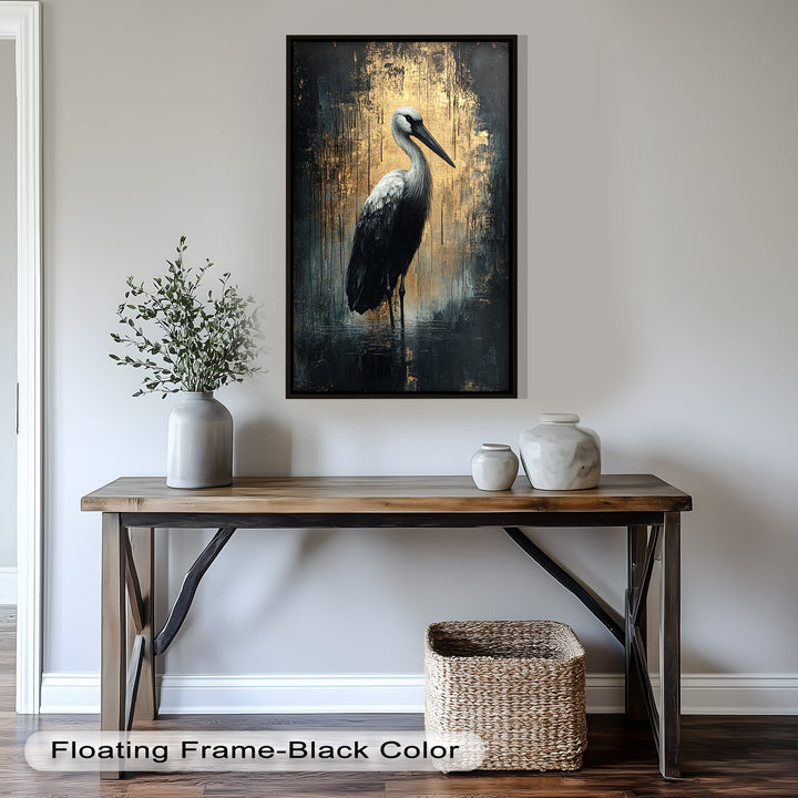 Golden Shadow Heron – Animal Oil Painting