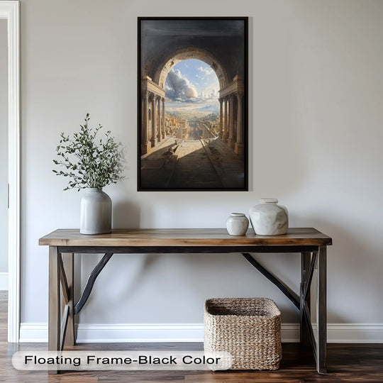 Celestial Archway over an Ancient Metropolis – Renaissance Oil Painting - MyPhotoStation