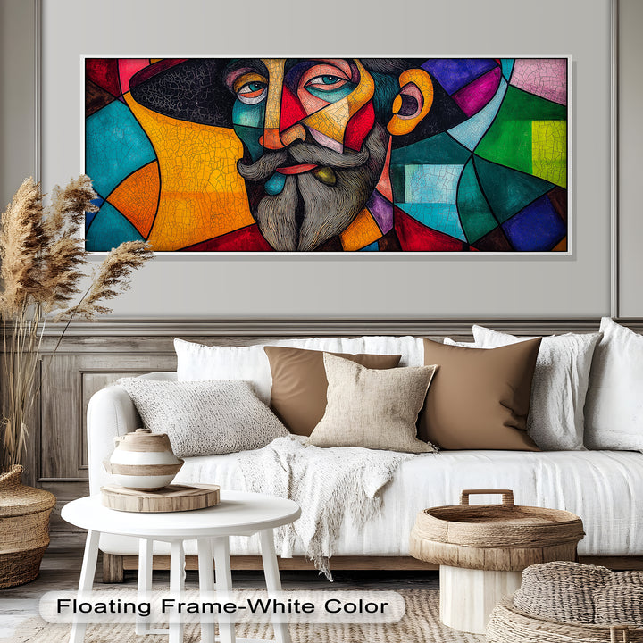 The Thinker’s Mosaic – Abstract Male Portrait Oil Painting