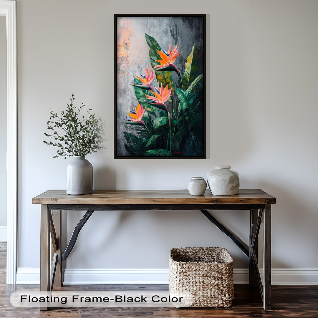 Tropical Flame – Bird of Paradise Botanical Oil Painting