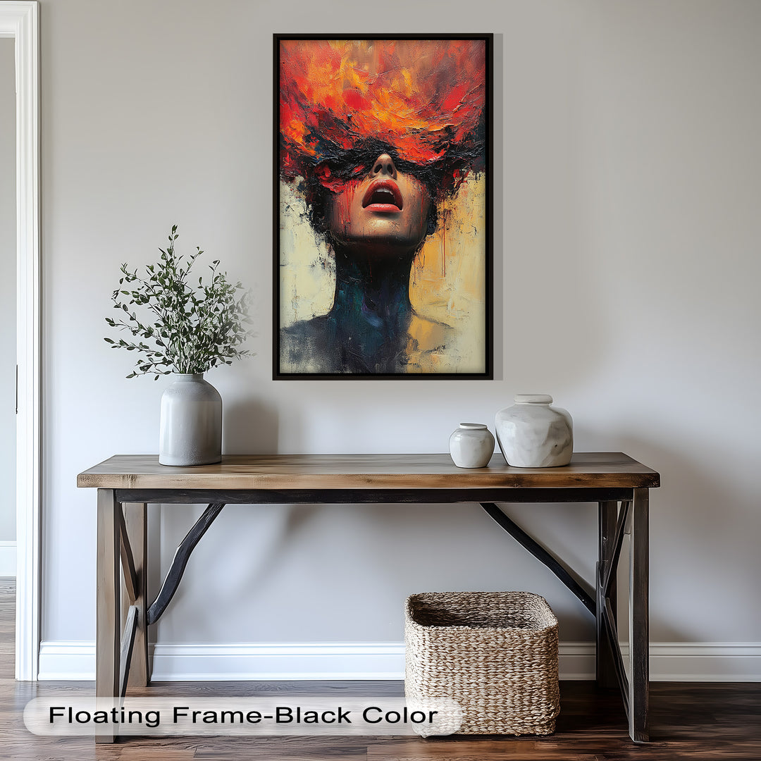 Inferno Within – Fiery Emotional Expression Abstract Oil Painting