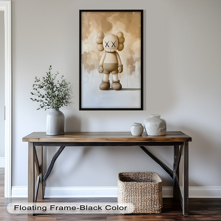 Monochrome Companion – Minimalistisches KAWS-Ölgemälde