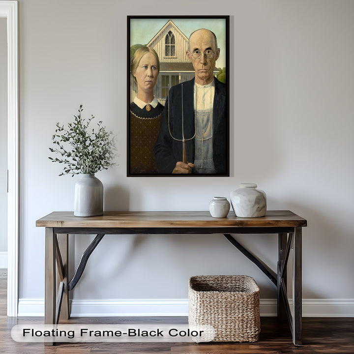 American Gothic – Ikonisches Porträt des Mittleren Westens, historisches Ölgemälde