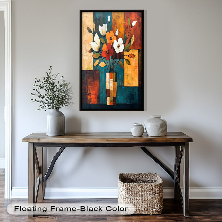 Geometric Bloom – Modern Floral Abstract Oil Painting