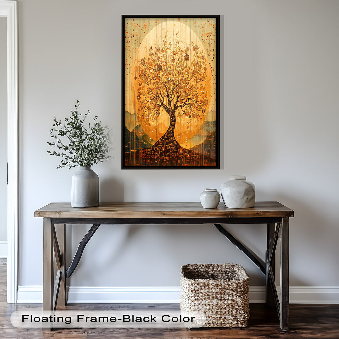 Tree of Light – Radiant Abstract Golden Tree Oil Painting