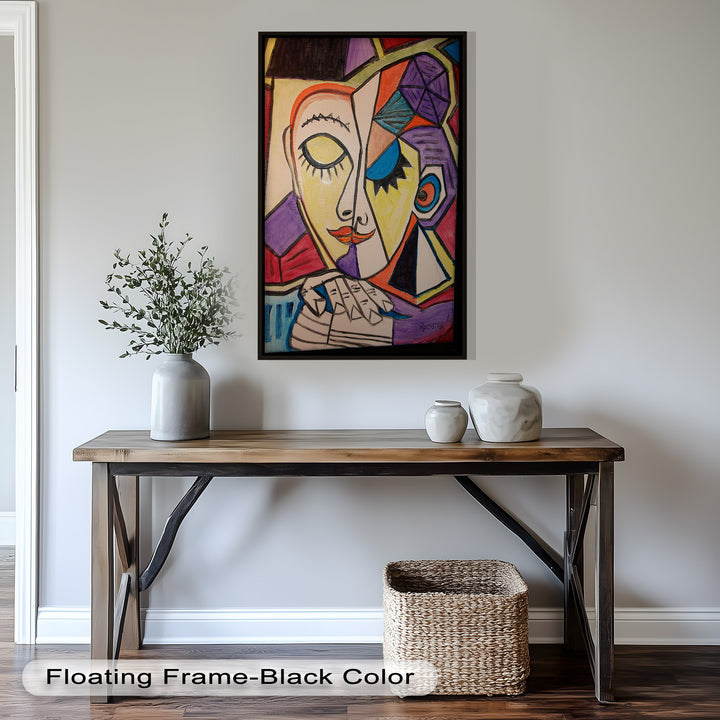 Unified Gaze – Dual Expression Abstract Picasso Oil Painting
