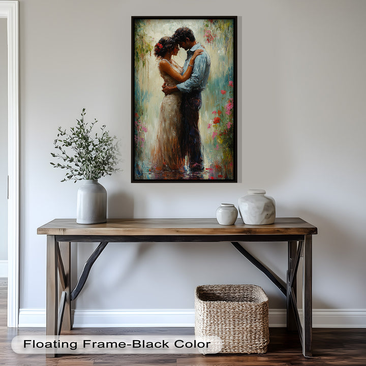 Romantic Couple Surrounded by Blooms - Love Oil Painting