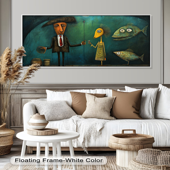 Underwater Toast – Whimsical Surrealist Picasso Oil Painting