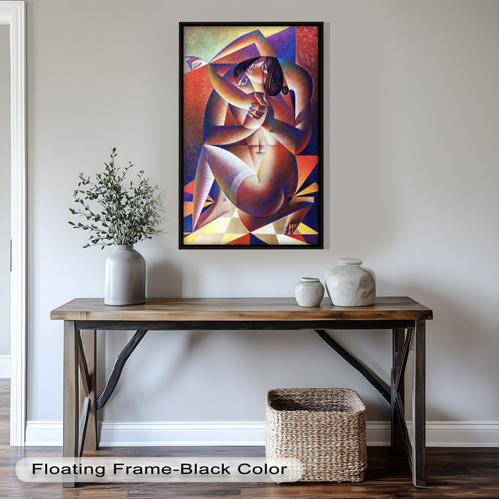 Entwined Forms – Abstract Lovers in Geometric Harmony Picasso Oil Painting