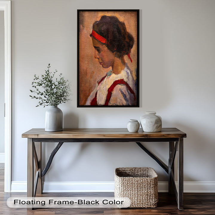 Side Portrait of a Young Woman in Red Ribbon - Picasso Oil Painting
