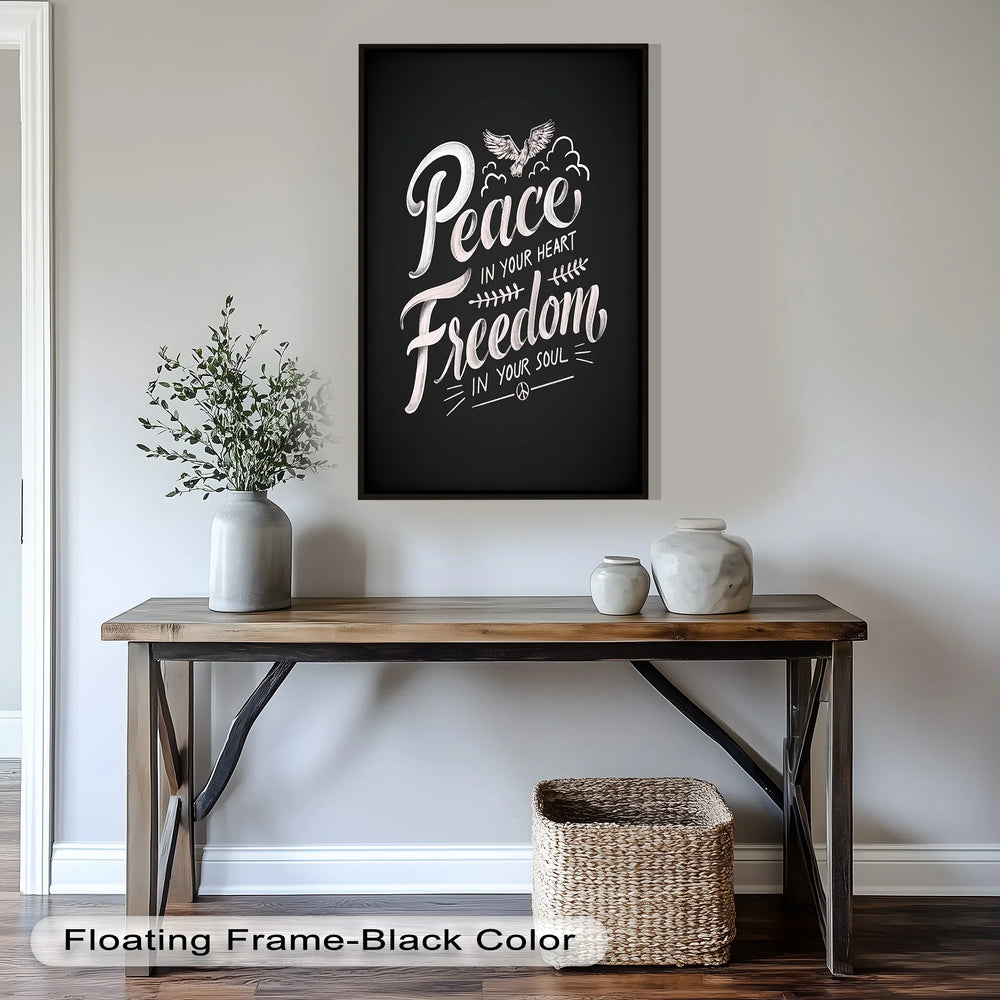 Minimalist Monochrome Oil Painting – Inspirational Quote with Dove Design
