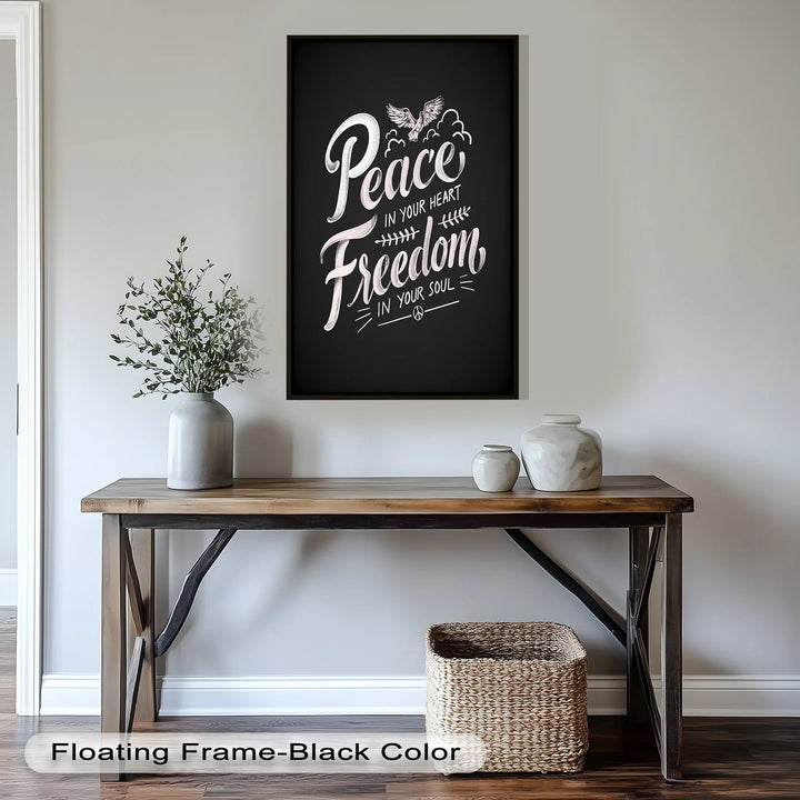 Minimalist Monochrome Oil Painting – Inspirational Quote with Dove Design
