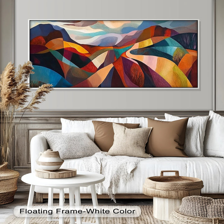 Valley of Vibrance – Geometric Landscape Abstract Oil Painting - MyPhotoStation
