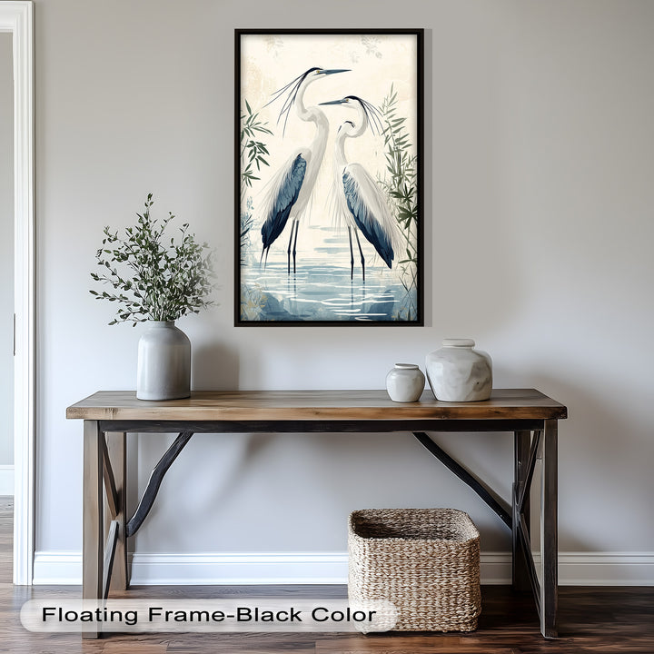 Twin Herons in Harmony – Bird Oil Painting