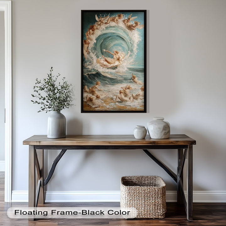 Birth of the Wave – Mythological Goddess and Cherubs Oil Painting