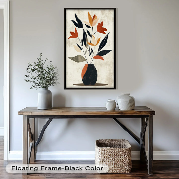Earthy Boho Floral – Modern Abstract Vase Oil Painting - MyPhotoStation
