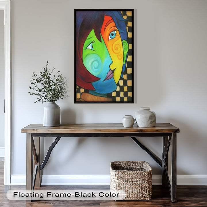 Colorful Duality – Surreal Portrait Fusion in Picasso Oil Painting