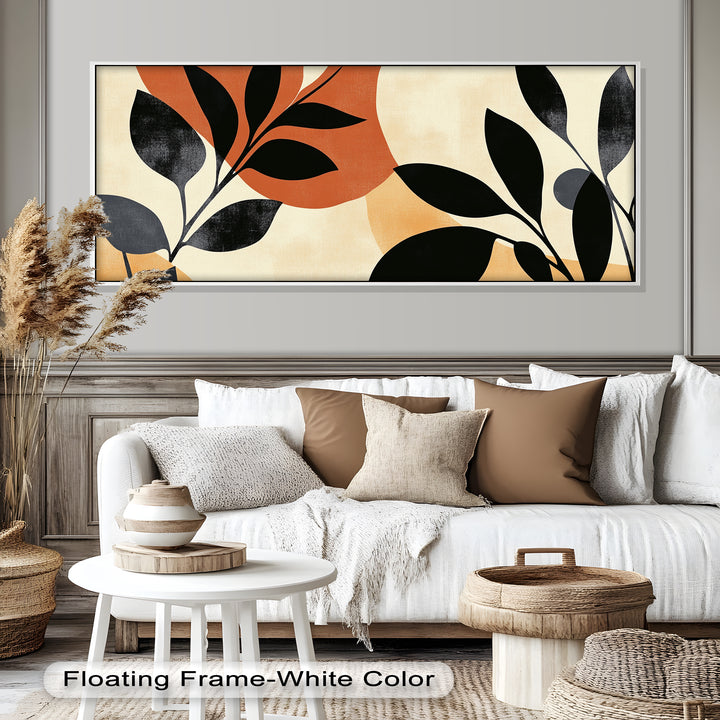 Earth-Tone Botanical Silhouette – Modern Boho Oil Painting